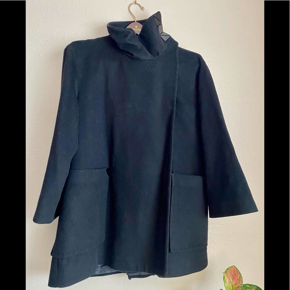 ZARA Wool Wrap Collar Peacoat